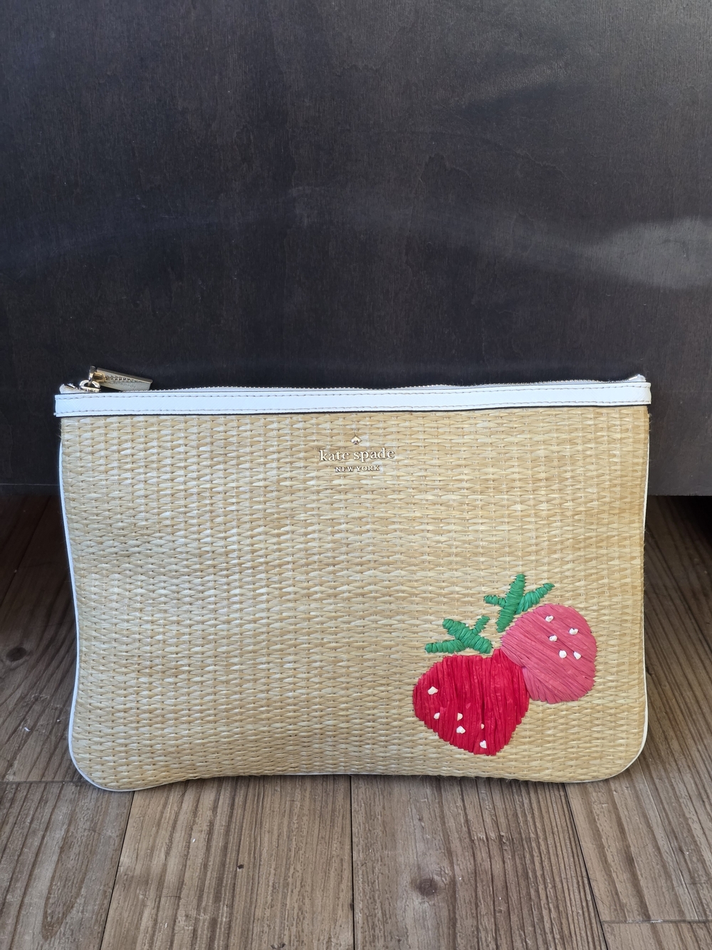 Kate Spade "Picnic in the Park" Large Zip Strawberry Pouch